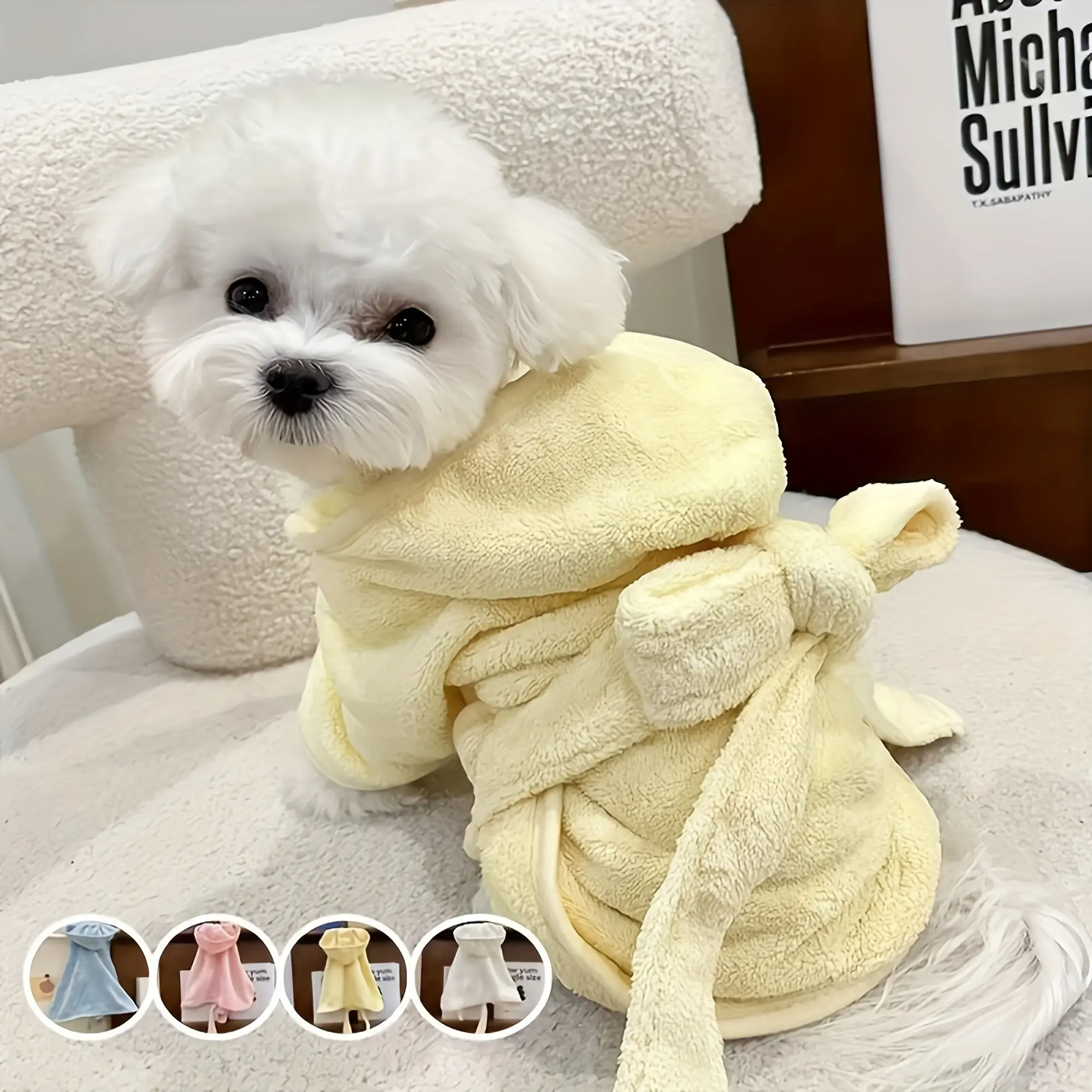 Super Absorbent Cute Pet Bathrobe for Small Dogs and Cats, Quick Dry Soft Comfortable, Seasonal Pet Towel, Secure Closure