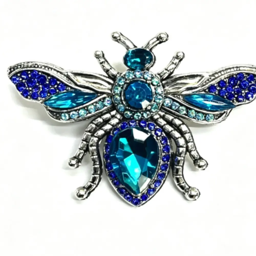 6 Styles Vintage Bee Brooch Multi Color Crystal Inlaid Insect Unisex Suit Lapel Pin Set