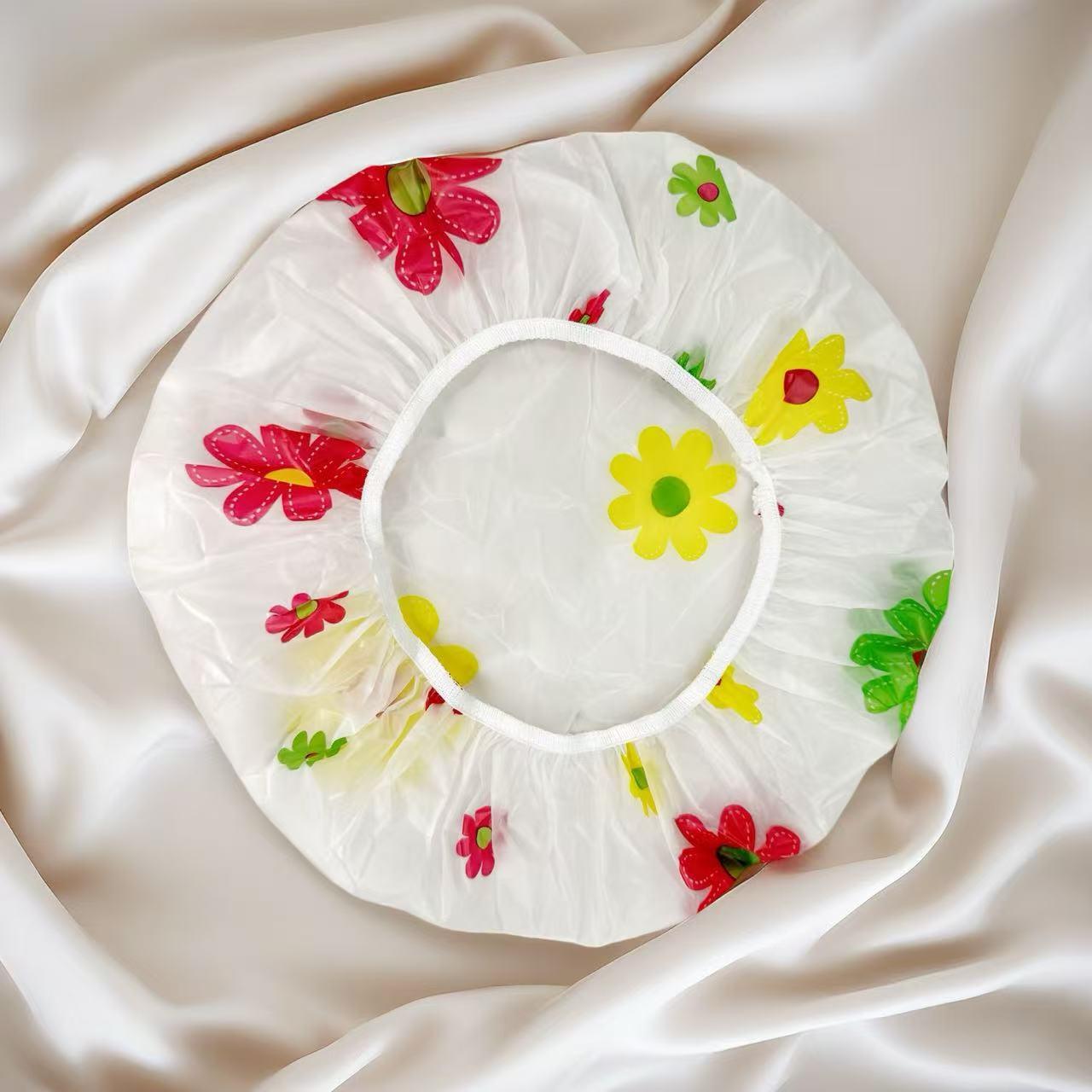 Cute Cherry Print PE Shower Cap, Waterproof Reusable Hair Cap for Shower, Hair Treatme