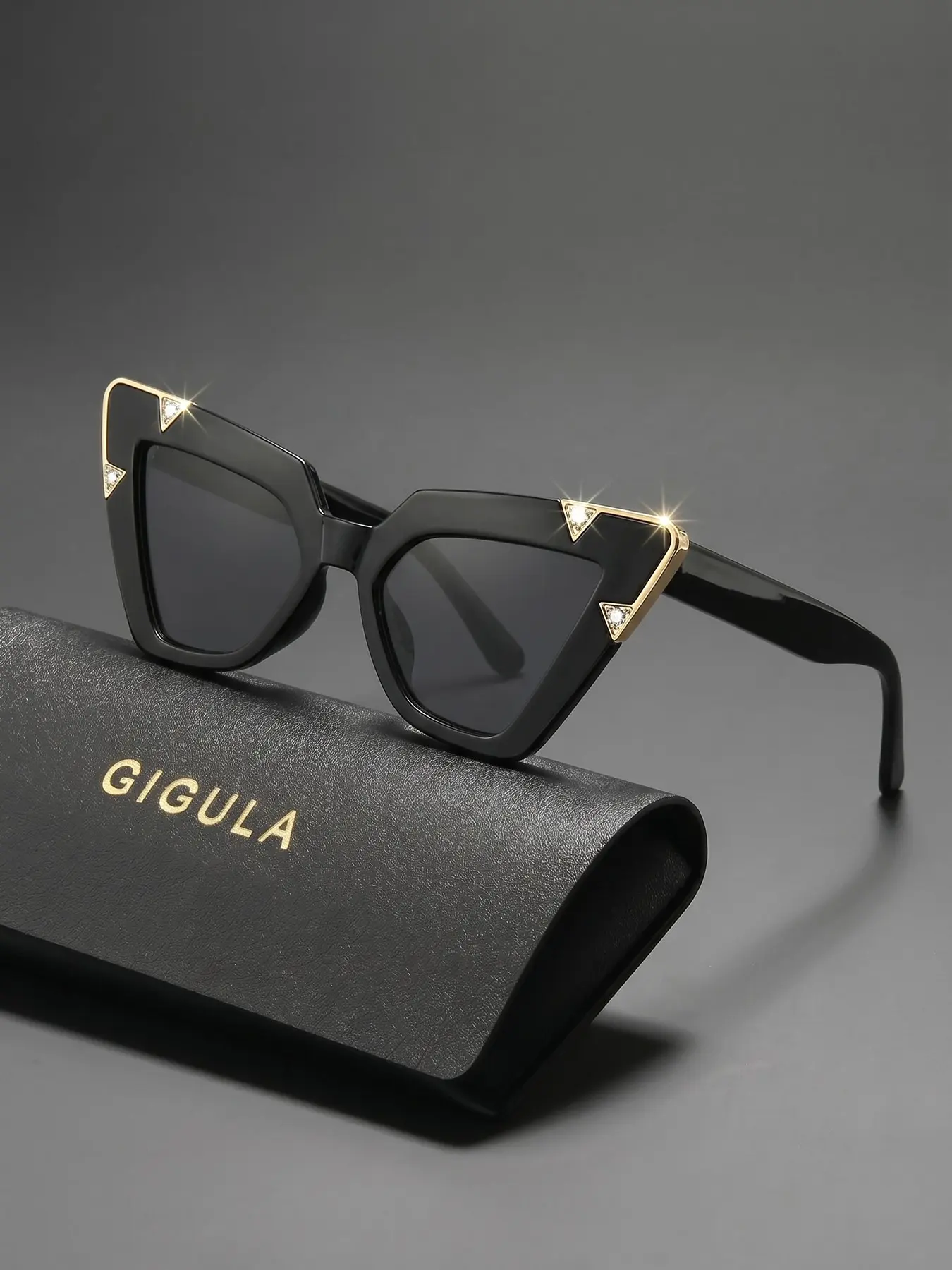 Trendy Asymmetrical Cat Eye Sunglasses for Women, Metal Rhinestone Decor, Gradient Lens, Fashion Street Style, Uv400 Sun Protection