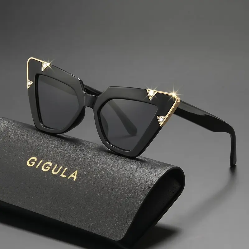 Trendy Asymmetrical Cat Eye Sunglasses for Women, Metal Rhinestone Decor, Gradient Lens, Fashion Street Style, Uv400 Sun Protection, Trending Sunglasses