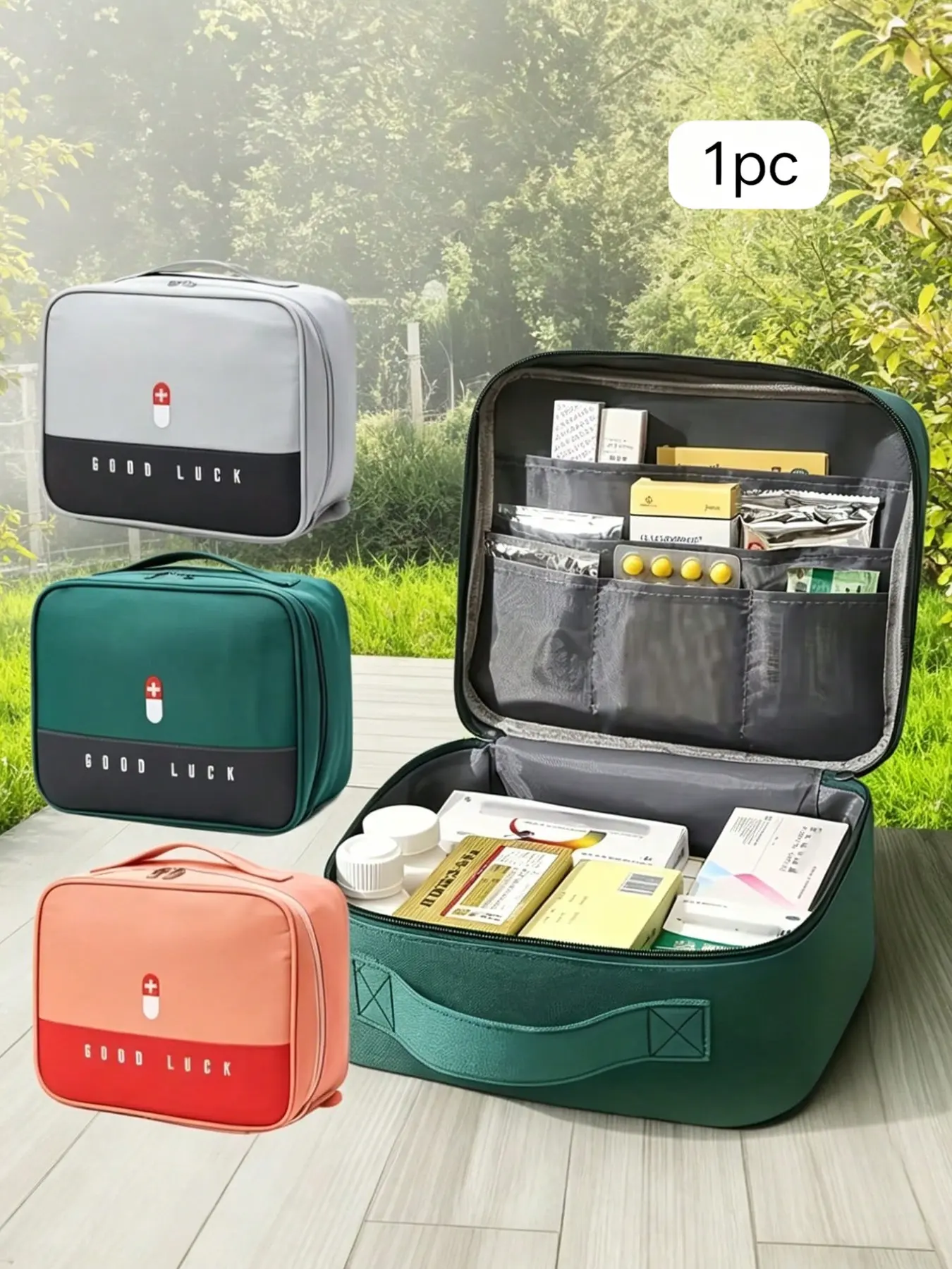 1pc Medical Storage Bag, Portable Travel Medical Kit, Travel First Aid Kit, Large Capacity Folding Medical Kit, Essential Emergency Supplies