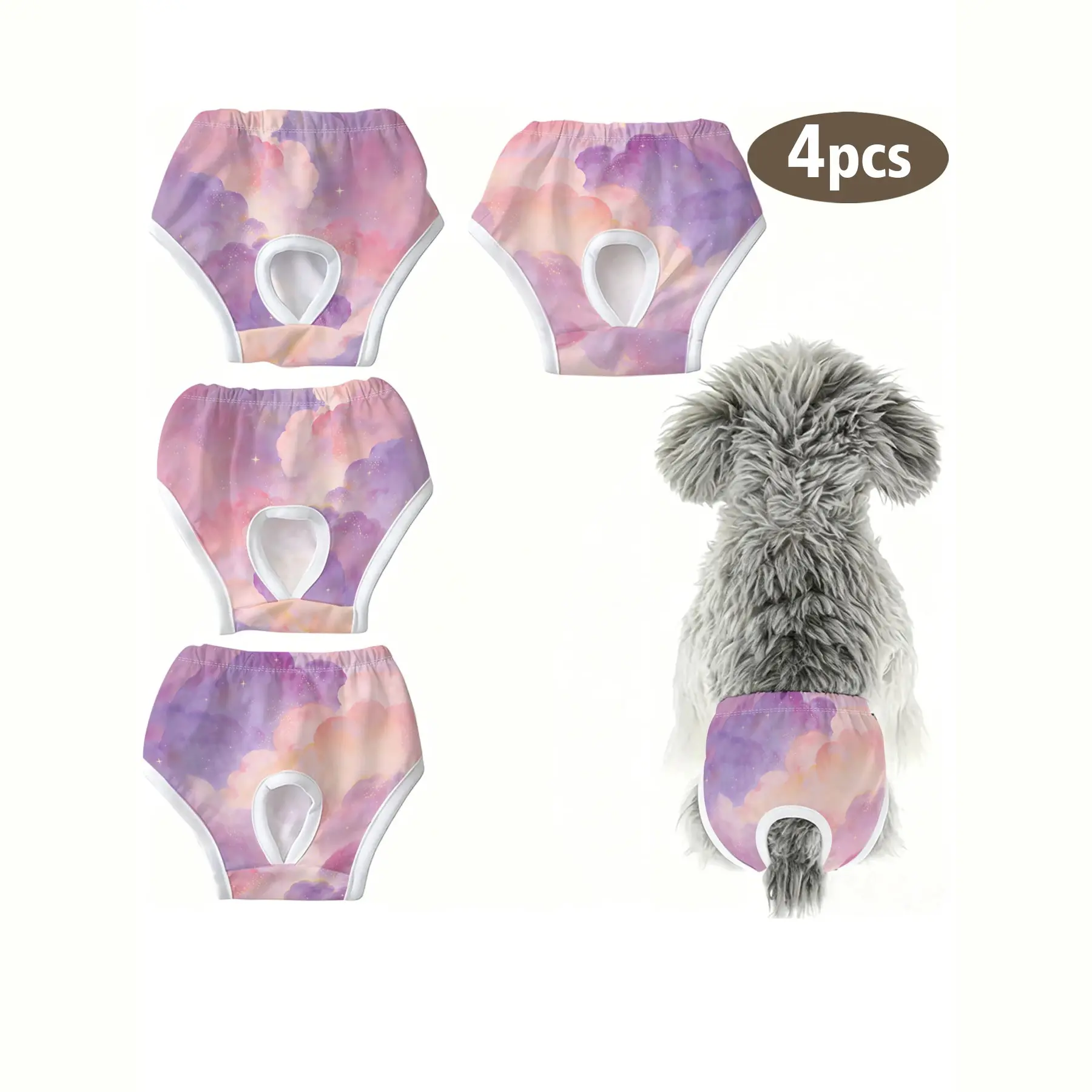4-Pack Cute Pet Dog Cat Panties, Starry Print, Anti-Interference Underwear for Small Pets, Ideal for Holidays, Home, Travel