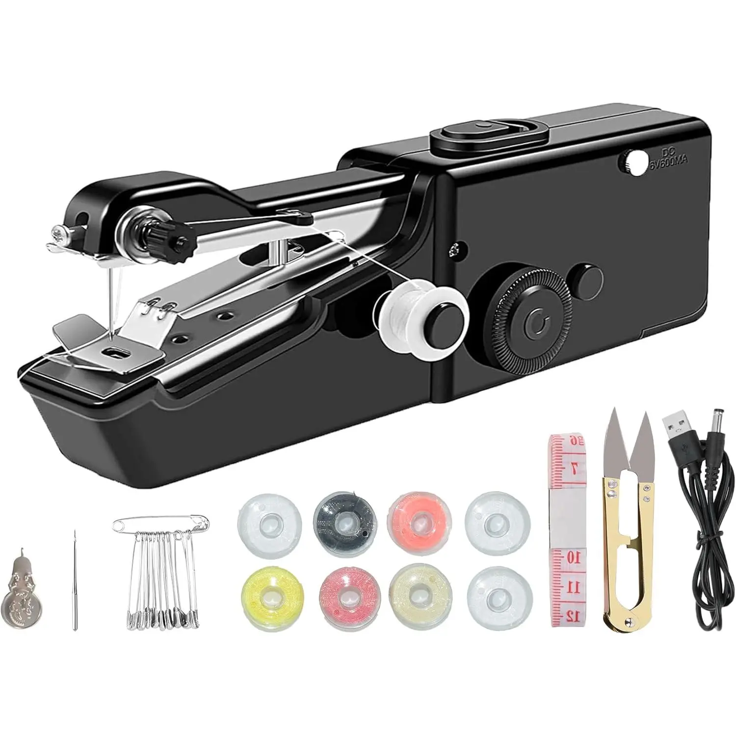 Handheld Sewing Machine Electric Sewing Mini Portable Sewing Machine Suitable  Sewing Clothes Family Travel DIY (Black)