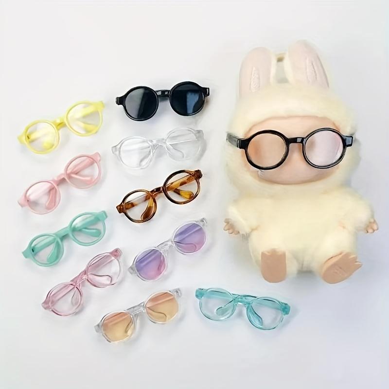 6/ 9pcs Clear Plastic Glasses Set - 2.56 Inch Mixed Color Frame (Black, White, Pink, Yellow) with Translucent Lenses - Labubu Doll Accessories, Mini Handmade Collectibles, Fashion Doll Accessories, Compact Design, Fine Craftsmanship, Essent