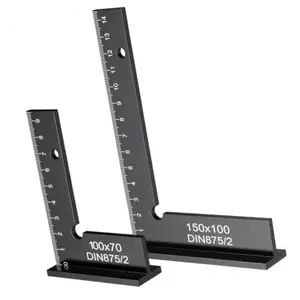 2 PCS 150 * 100+100 * 70 Aluminum Alloy Flat Square Ruler, Angle Ruler with Base and Blade