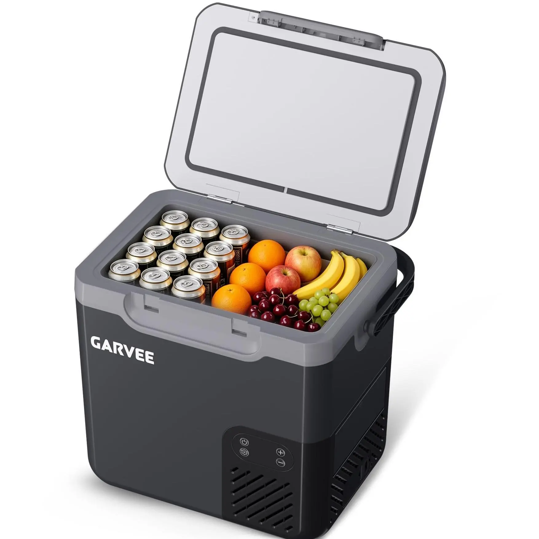 Garvee 19QT (18L) Portable Car Compressor Fridge Freezer with Rapid Cooling, LCD Display, Compact Shape, Adjustable Temp -4°F to 68°F, 12/24V DC Power, Interior LED Light, Backup Battery Support, for Hiking, Outdoor Trips, Cars