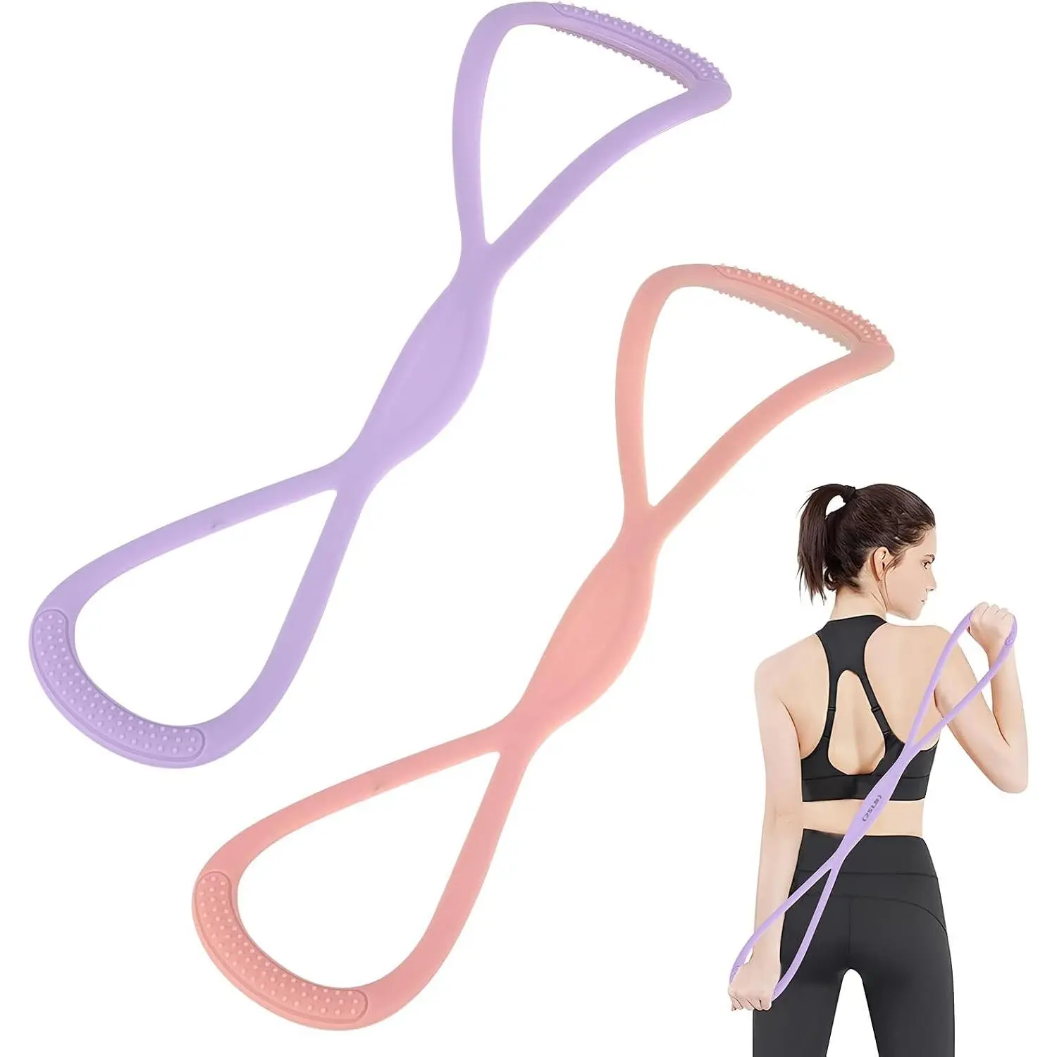 2 count Figure 8 Shaped Exercise Resistance Bands,     Workout Resistance Elastic Bands with Handles for Gym Yoga   Fitness Stretch Equipment(15LB/6,8KG, 25LB/11,34KG)