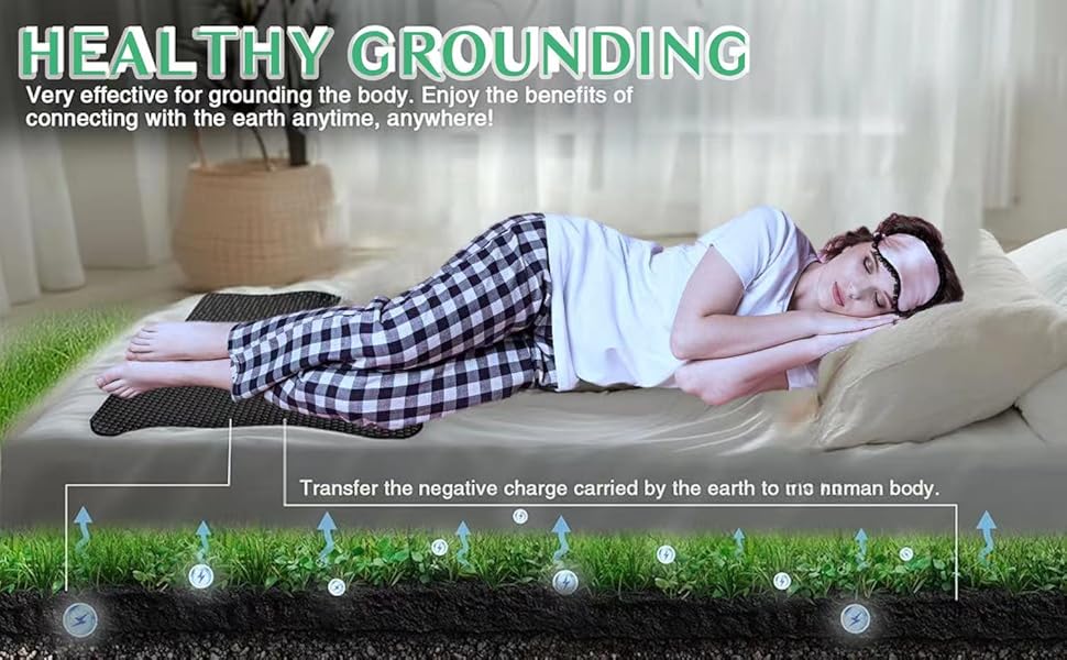 Grounding Mat for Bed King, Grounding Mats,Grounding Pad for Sleep,Anti-Slip PU Grounding Sheets with Grounding Cord,Improves Sleep, relieves Stress & Pain (King 78''x27'')
