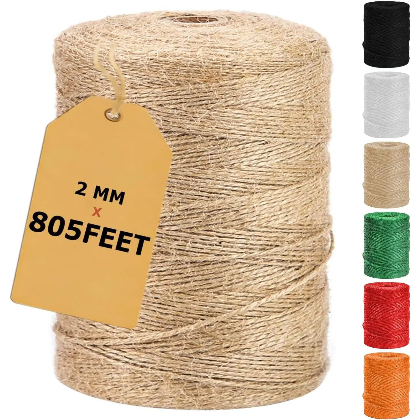2 mm 805FT Jute Twine String Bulk Rope Cord for Crafts, Gardening, Wedding Decor, Burlap Ribbon Pairing, Birthday, House, Valentine's Day, Mother's Day Uses