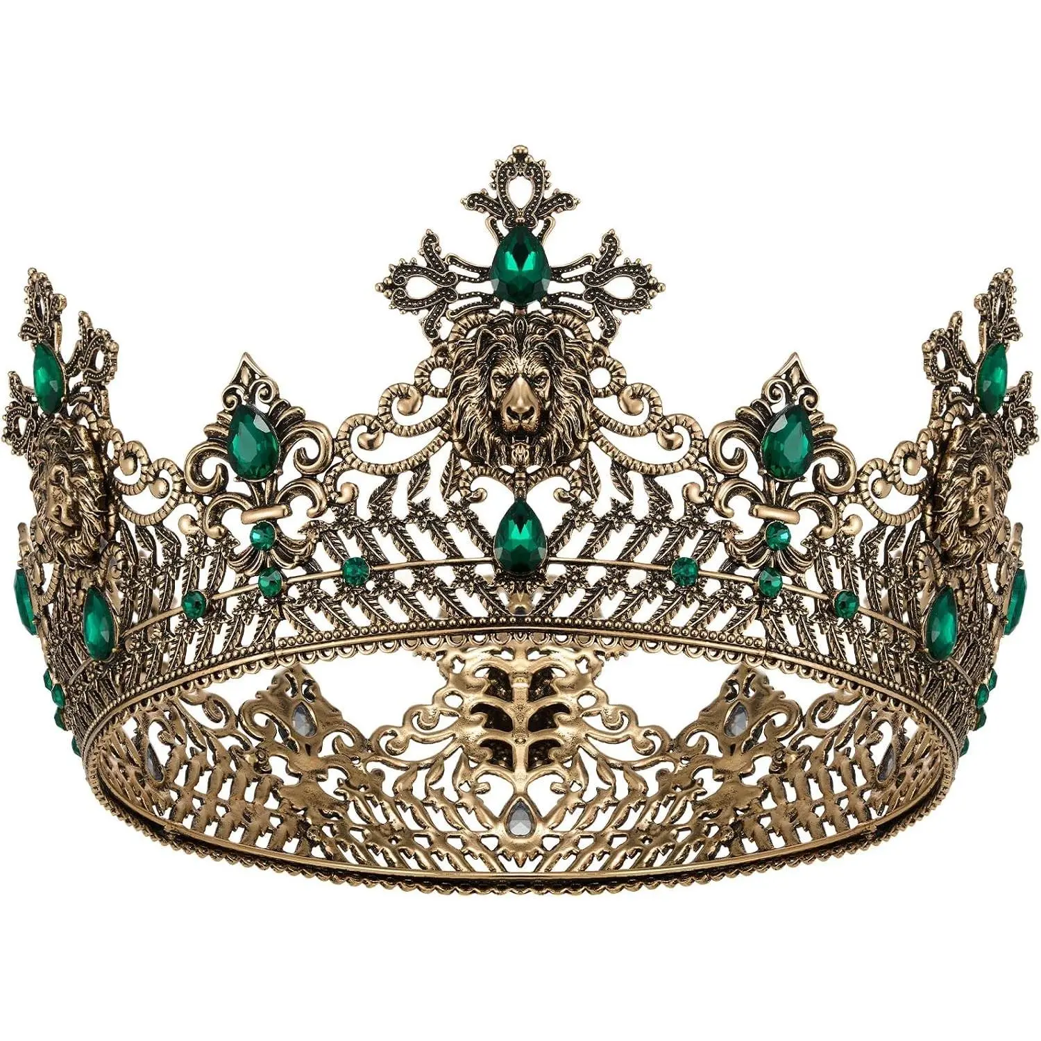 Medieval King Crown for Men, Silver Gold Prince Tiara Diadem, Royal Costume Hair Accessories for Cosplay, Birthday, Wedding, Halloween(Gift)