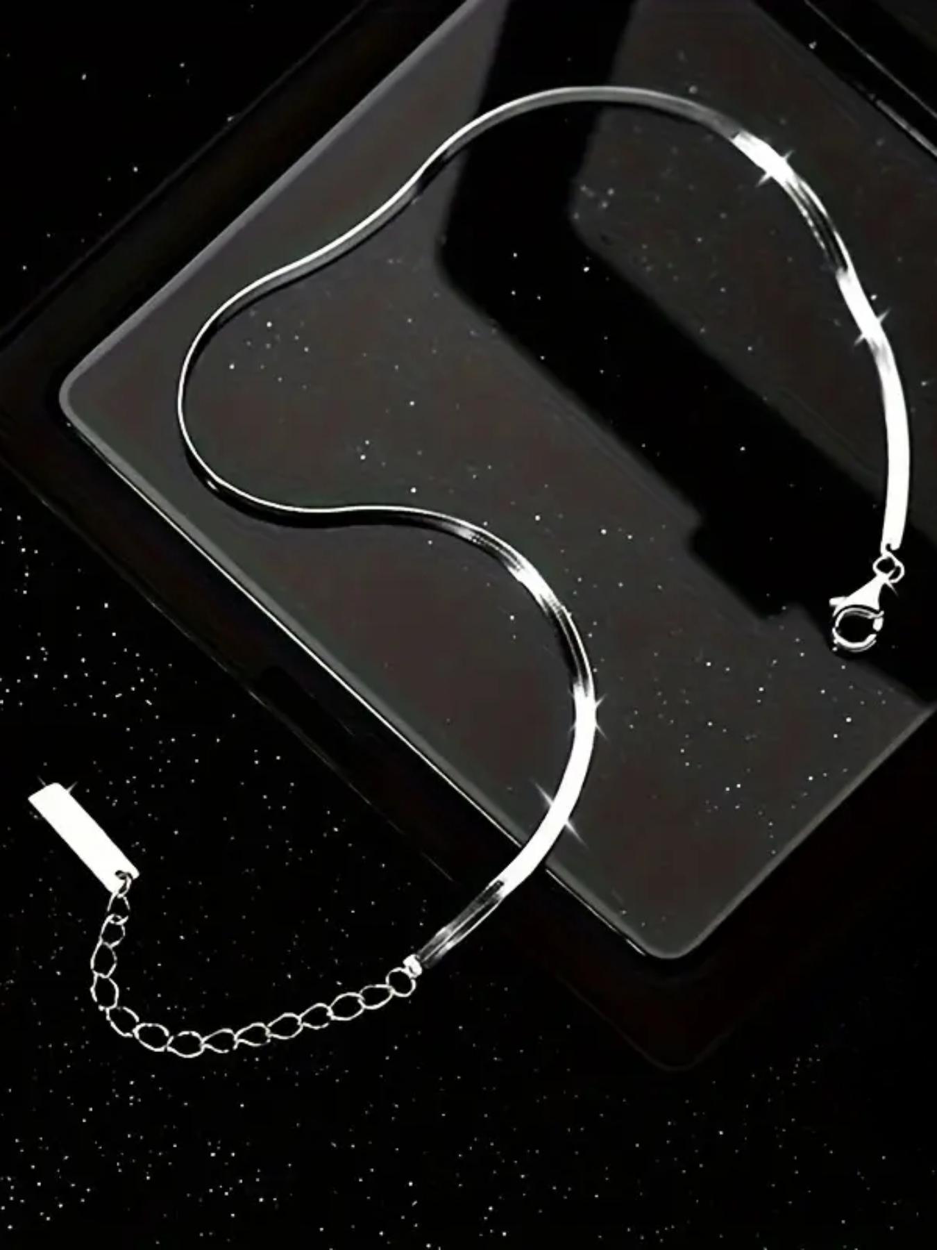 S925 Sterling Silver Fashionable Snake Bone Design Anklet, Fashion Jewelry for Party, Daily Clothing Decor, Trendy All-match & Exquisite Jewelry for Gift