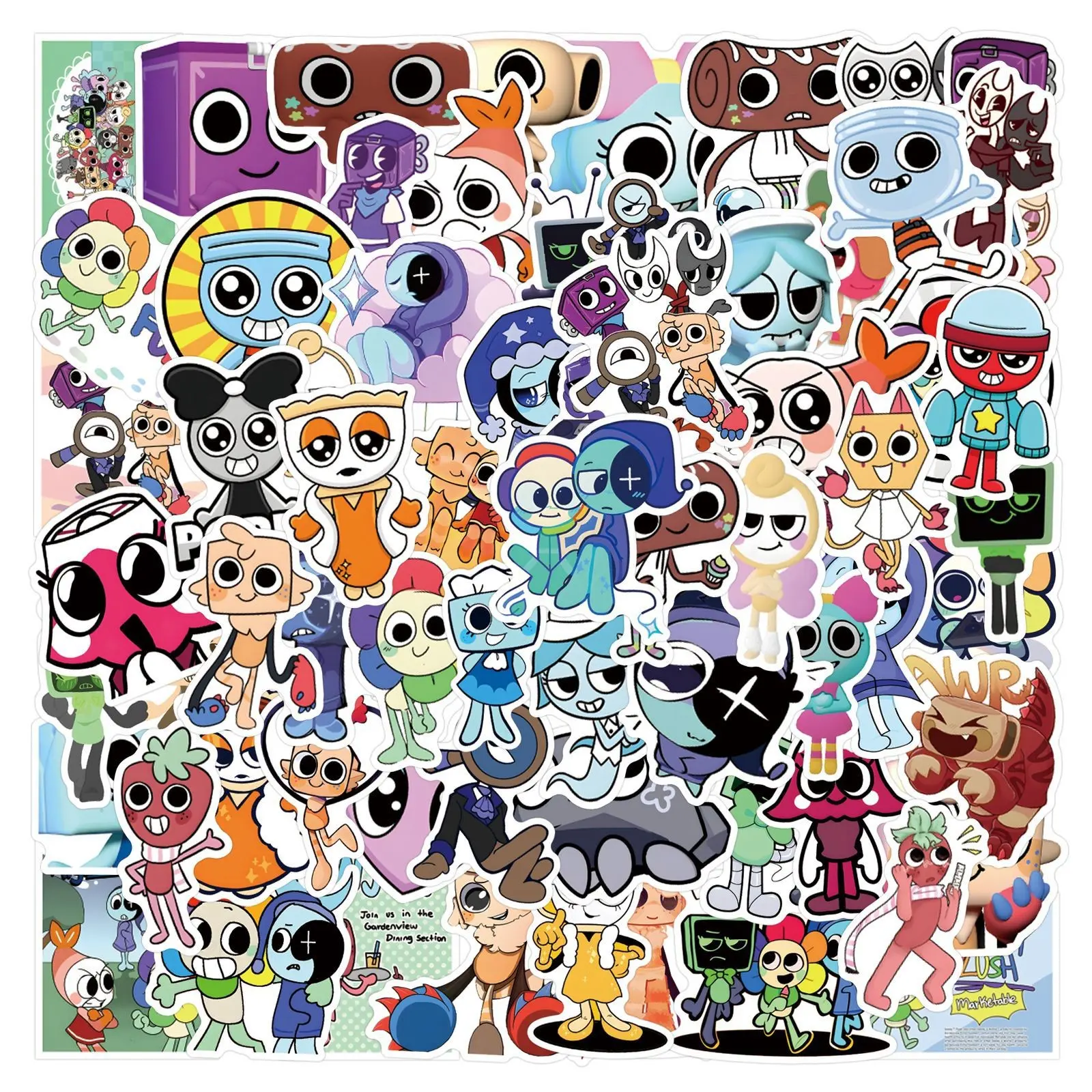 54 New Game Dandys World Cartoon Graffiti Stickers, Waterproof Car Luggage Phone Case Stickers, Fun and Creative Decorations, Funny Car Decals, Decal For Cars