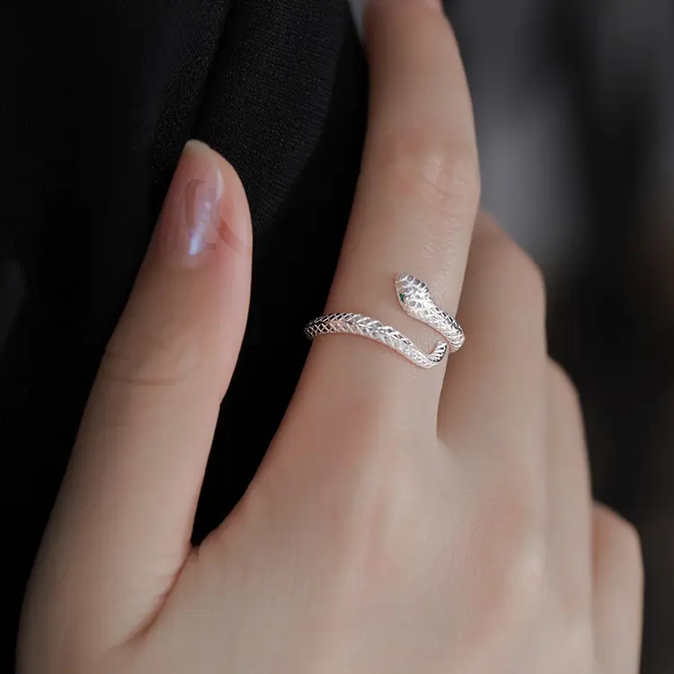 Trendy snake ring for women, unique and versatile tail ring, niche 12 zodiac design gift