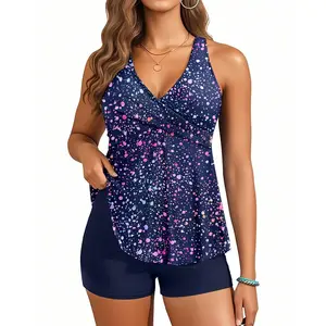 Aqua Eve Tankini Swimsuits for Women- Flowy Two Piece Bathing Suit with Shorts Tummy Control Swimwear  SwimWeek  summervibes