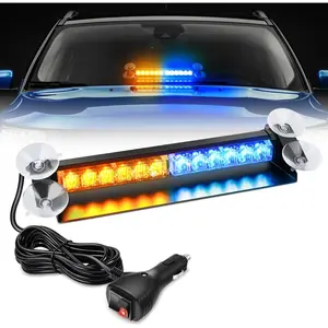 Nilight 12LED Traffic   Strobe Light Bar Amber Blue       Safety Dash Front/Rear Windshield Flashing Lights for Cars Trucks Police Firefighter Plow Construction  s