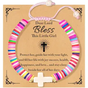 Handmade Gifts for Kids/Girls/Boys/Teens/Women Cute Cross Bracelet Colorful Christian Jewelry Religious Jesus Faith Bracelets Graduation Communion Baptism Confirmation Gifts Trendy Stuff.