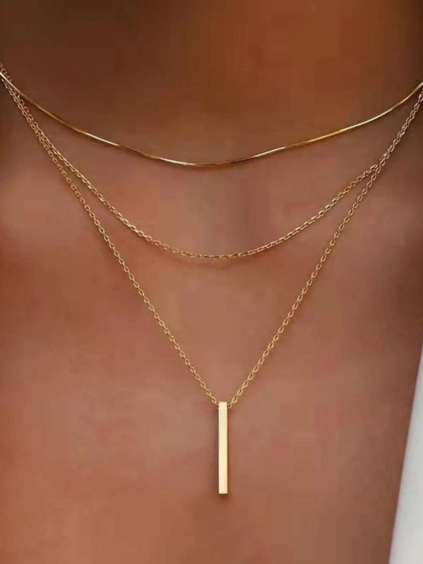 Women's Elegant Minimalist Layered Necklace, Trendy Exquisite Pendant Necklace, Exquisite Chain Jewelry, Chic Gorgeous Jewelry As Gift for Girlfriend