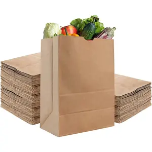 Stock Your Home 52 lb Kraft Brown Paper Bags (100 Count) – Bulk Large Grocery Bags for Shopping