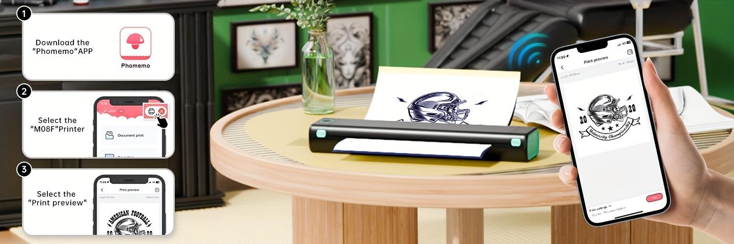 New Phomemo M08f Tattoo Transfer Printer Wireless A4 Thermal Advertising printing and drawing equipment