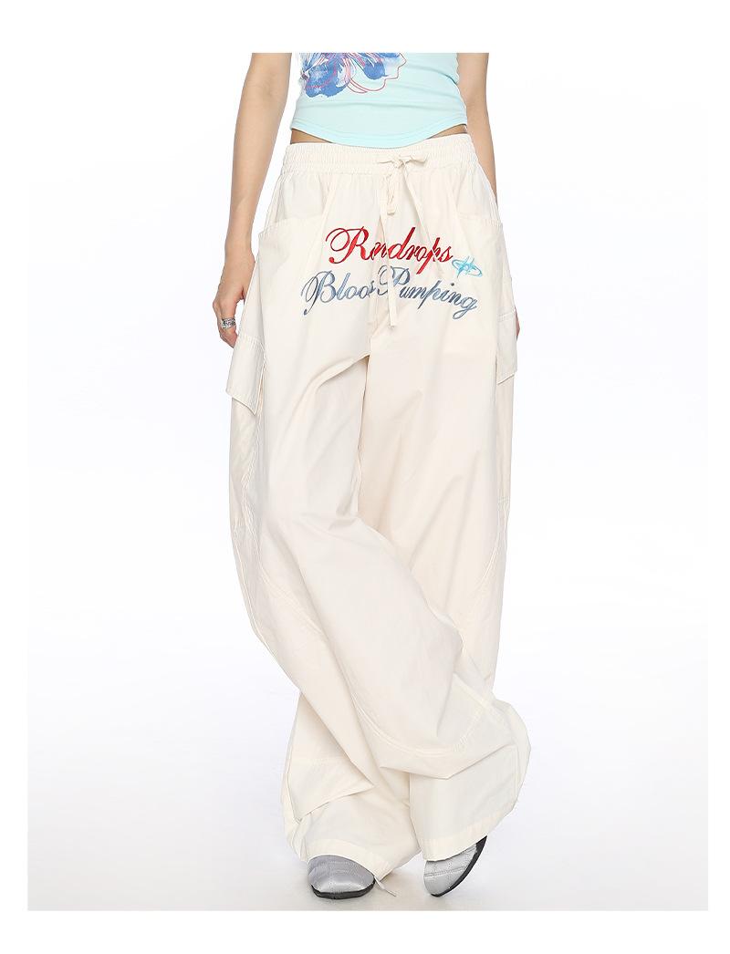 Women's American Vintage Lightweight Quick-Dry Cargo Parachute Pants - 2026 Summer New Loose Fit Slimming Wide-Leg Casual Trousers