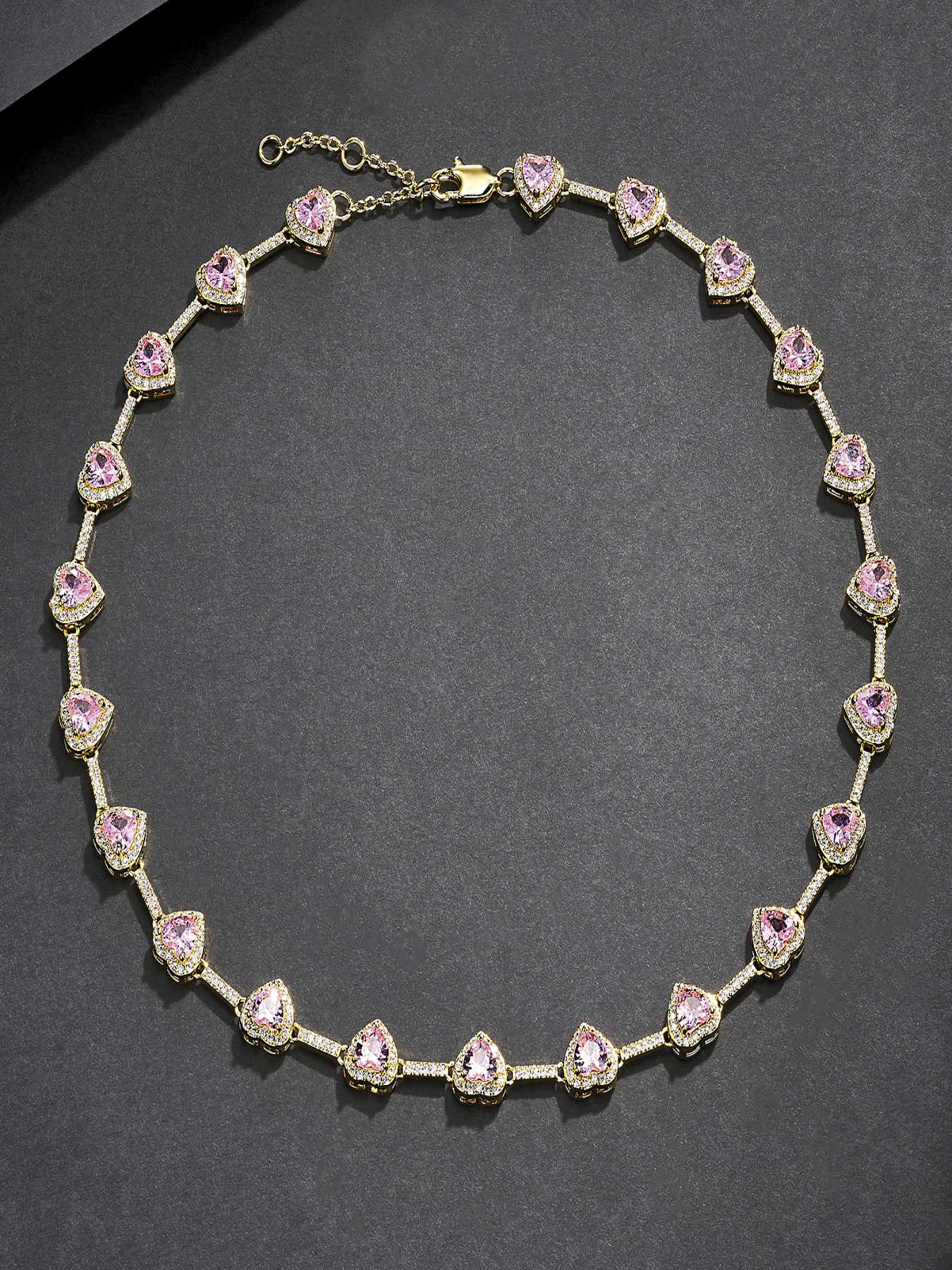 10mm Pink Heart Shaped Necklace, Heart Design Necklace, Fashion Jewelry for Party, Daily Clothing Decor, Trendy All-match & Exquisite Jewelry for Birthday Gift