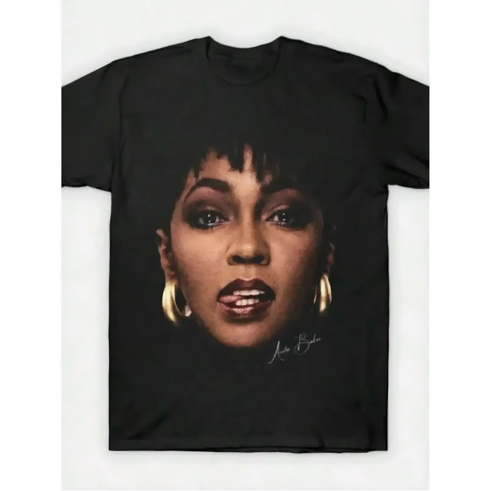 Anita Baker Vintage R&B Singer Portrait Graphic T-Shirt, Soul Music Fan Tee, Casual Cotton Crew Neck Top, Summer Tops For Women, Regular Fit