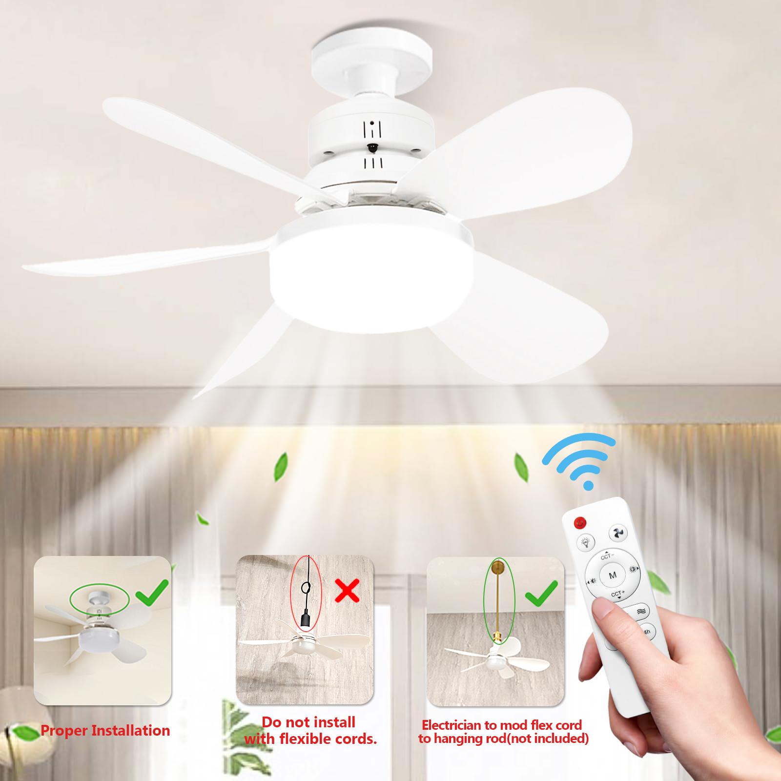 20.5 Inch Remote Control Ceiling Led Light Fan with Extension Pole, Tool-Free Installation, Energy-Saving Nightlight, Timer, Bedroom/living Room/kitchen