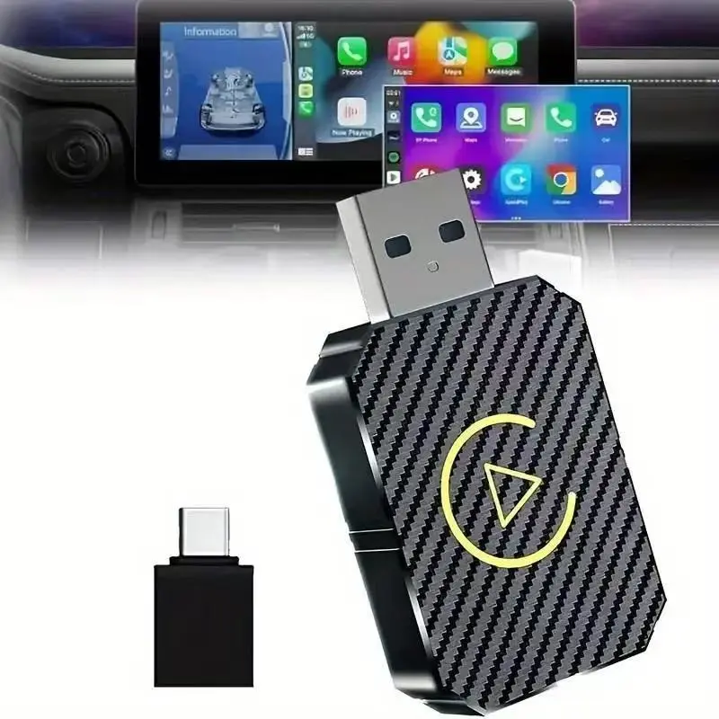 Two-In-One Wireless Apple Carplay Adapter, Compatible with iOS and Android, Converts Wired to Wireless, Compact Bluetooth-compatible Car Play Receiver, Carplay Converter