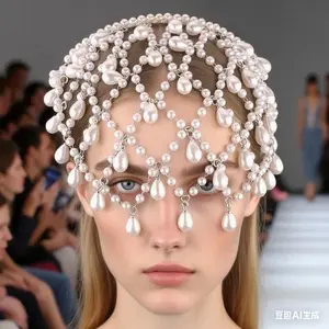 New Pearl Net Decoration Hairband Front Hair Accessories Back Area Headgear Daily Styling Headband Hot Jewelry Bride