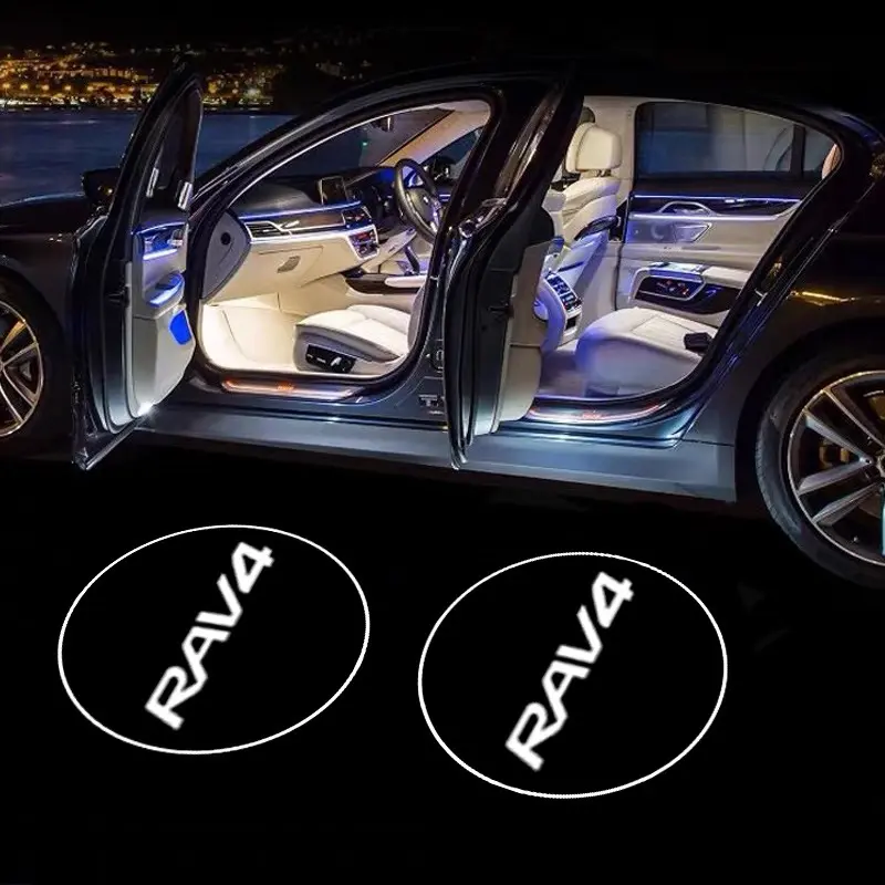 2Pcs Led HD Car Door Welcome Light Auto Logo Projector Lamps for Toyota GR RAV4 Crown Hilux Fortuner Corolla SE 2023 Camry Yaris Land Cruiser Prado Venza 