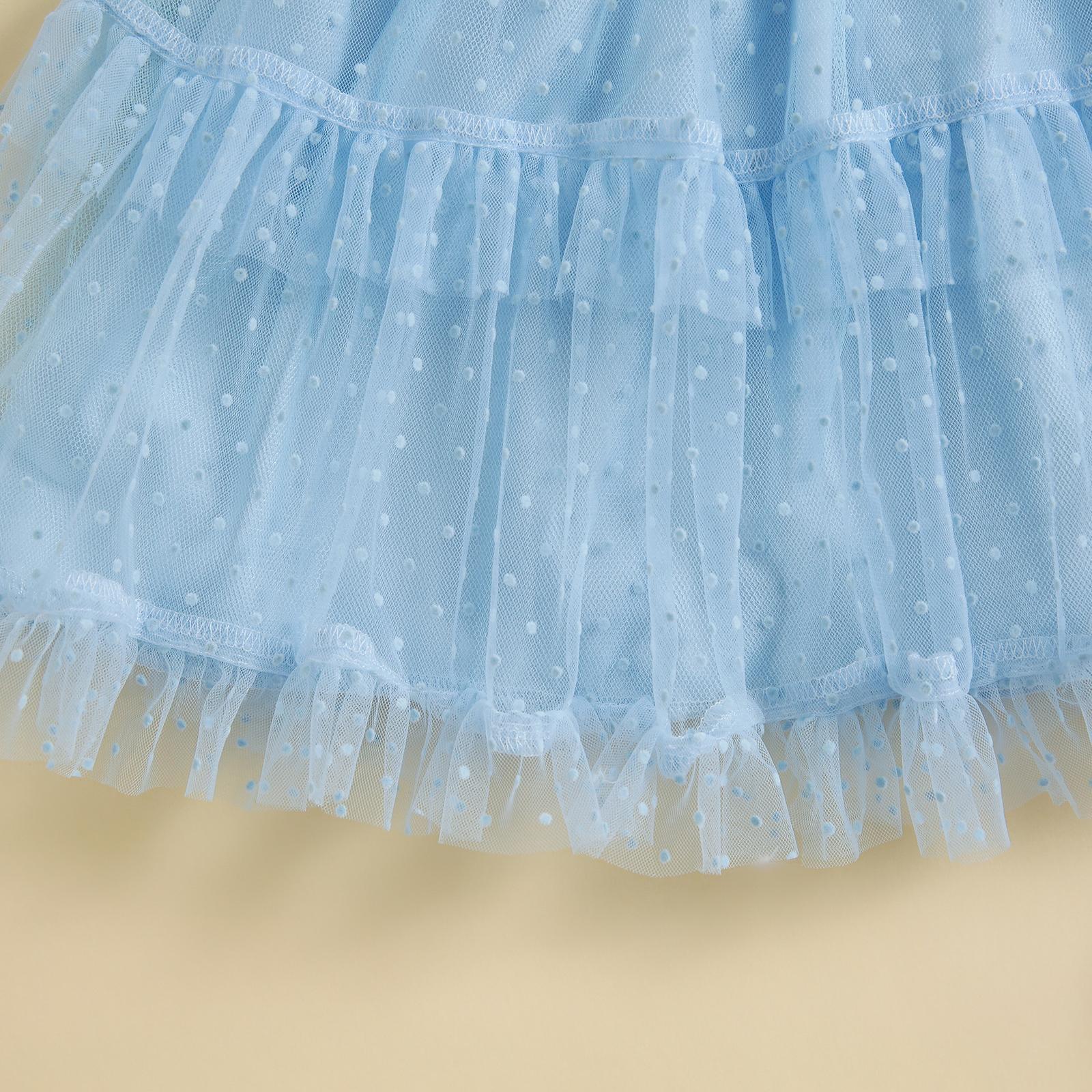 Toddler Baby Girl Princess Boho Dress Sleeveless Spaghetti Strap Swiss Dots Ruffle Tulle Dress Little Girls Summer Outfit