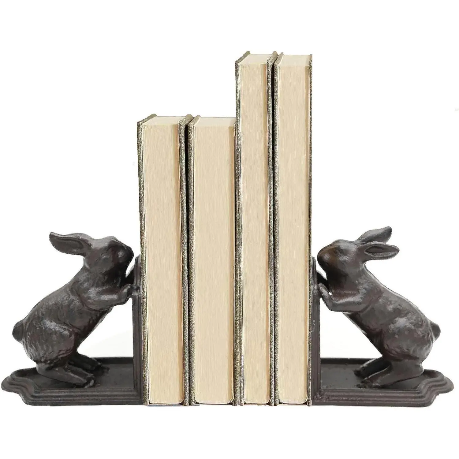 Decorative Cast Iron Cute Bunny Bookends, Vintage Heavy-Duty 5.3lbs, Home Supplies for Shelves to Hold Heavy Books