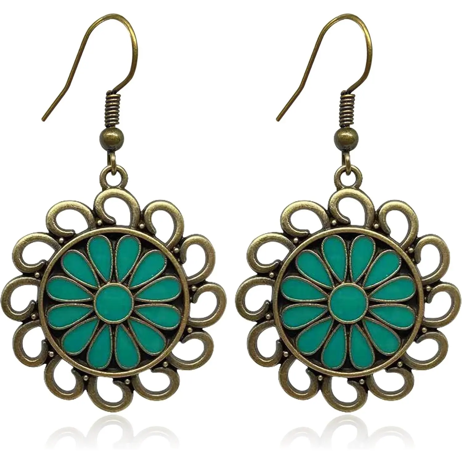 Bohemian Bronze Tribal Hoop Spiral Earring for Women  Colorful Round Circle Geometry Dangle Drop Earrings Statement  Gifts