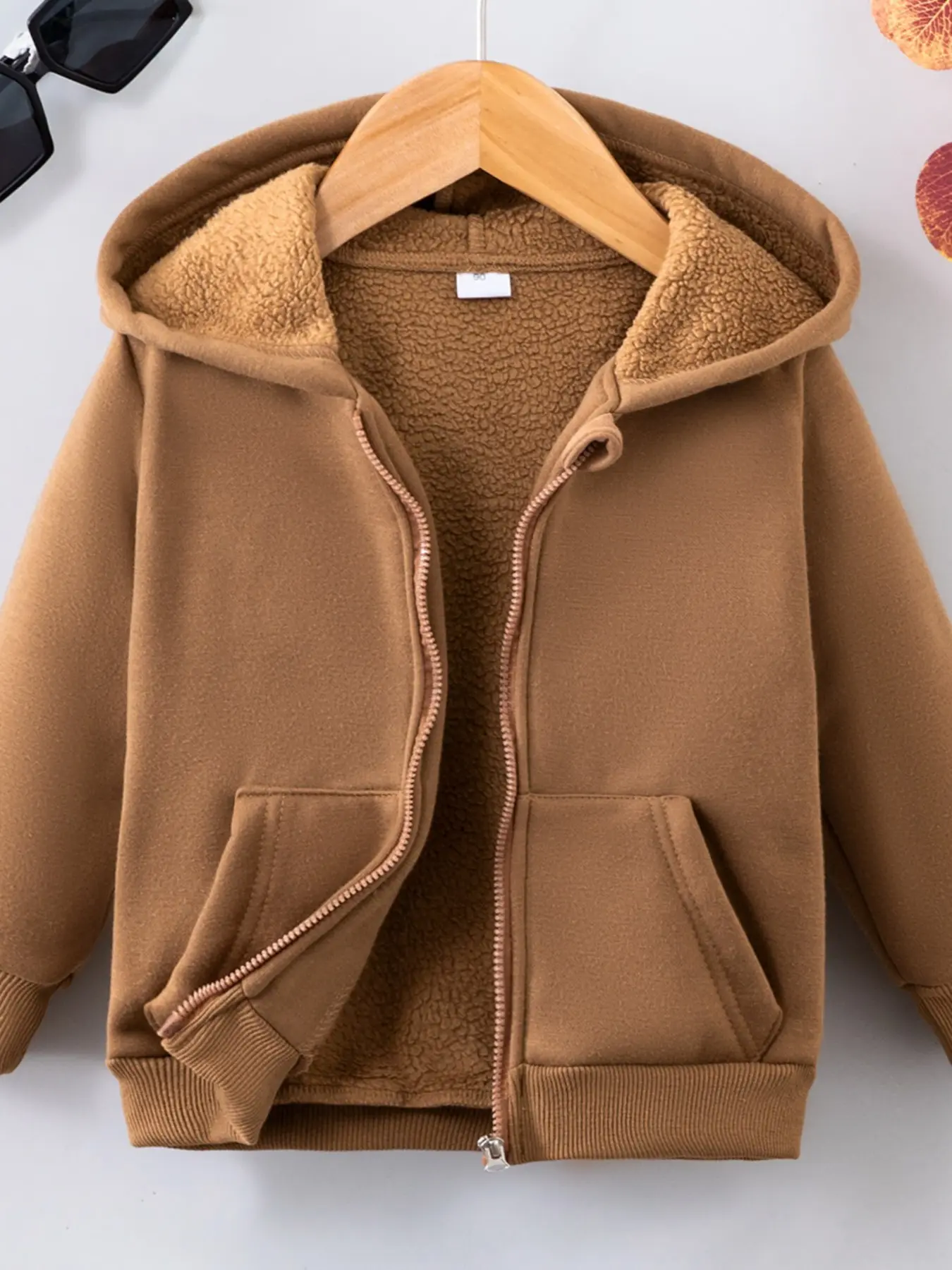 Boys' Fall Winter Fleece Jacket, Game Console Print, Zipper Hooded Coat, Warm Lined, Outdoor Wear, Kids' Clothing