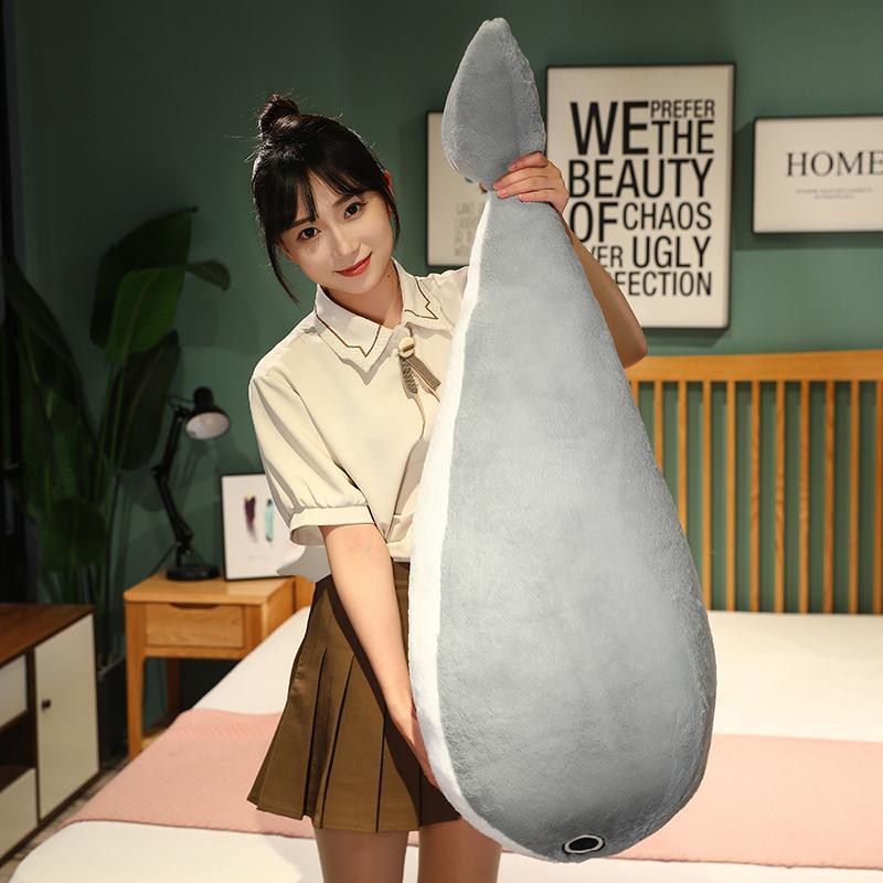 50/80/100CM Sacabambaspis Grey Lifelike Fish Doll Plush Toy Stuffed Pillow Sea Animals Toys Sofa Cushion Decor for Kids Girls