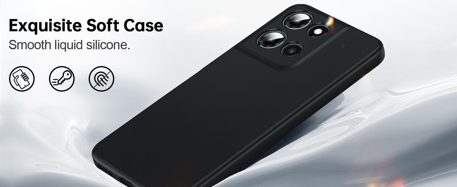 for Moto-G-2025 Case: [   ] Moto G 2025 Phone Case with【 Tempered Glass Screen Protector】, Slim & Anti-Scratch Silicone Motorola Moto G 5G 2025 Case (XT2513),Black