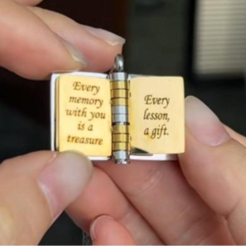 Best Mom Ever Book Necklace - Personalized 6-Page Engraved Pendant with Hidden Messages, Openable Flip Design | Adjustable Silver & 18k Gold Jewelry | Perfect Mother's Day, Birthday, Memorial Gift for Mom - A Timeless Love Letter Close To Her Heart