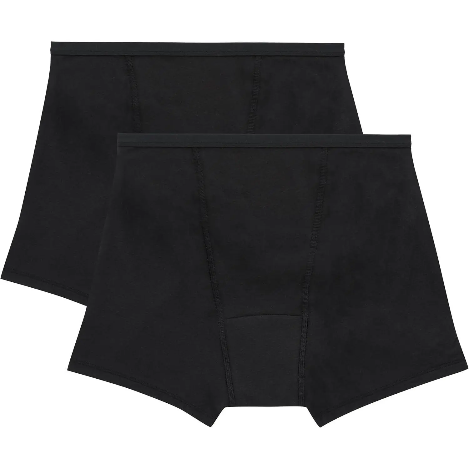 Women's 2-Pack Cotton Period Underwear - Reusable Streamlined Boxer Briefs with Absorbative Stain Block Liner, Spandex-Elastane Fabric, Extended Daytime & Nighttime Leak Protection, Moisture Wicking, Odor Guard, Machine Washable, All Seasons Casual Wear