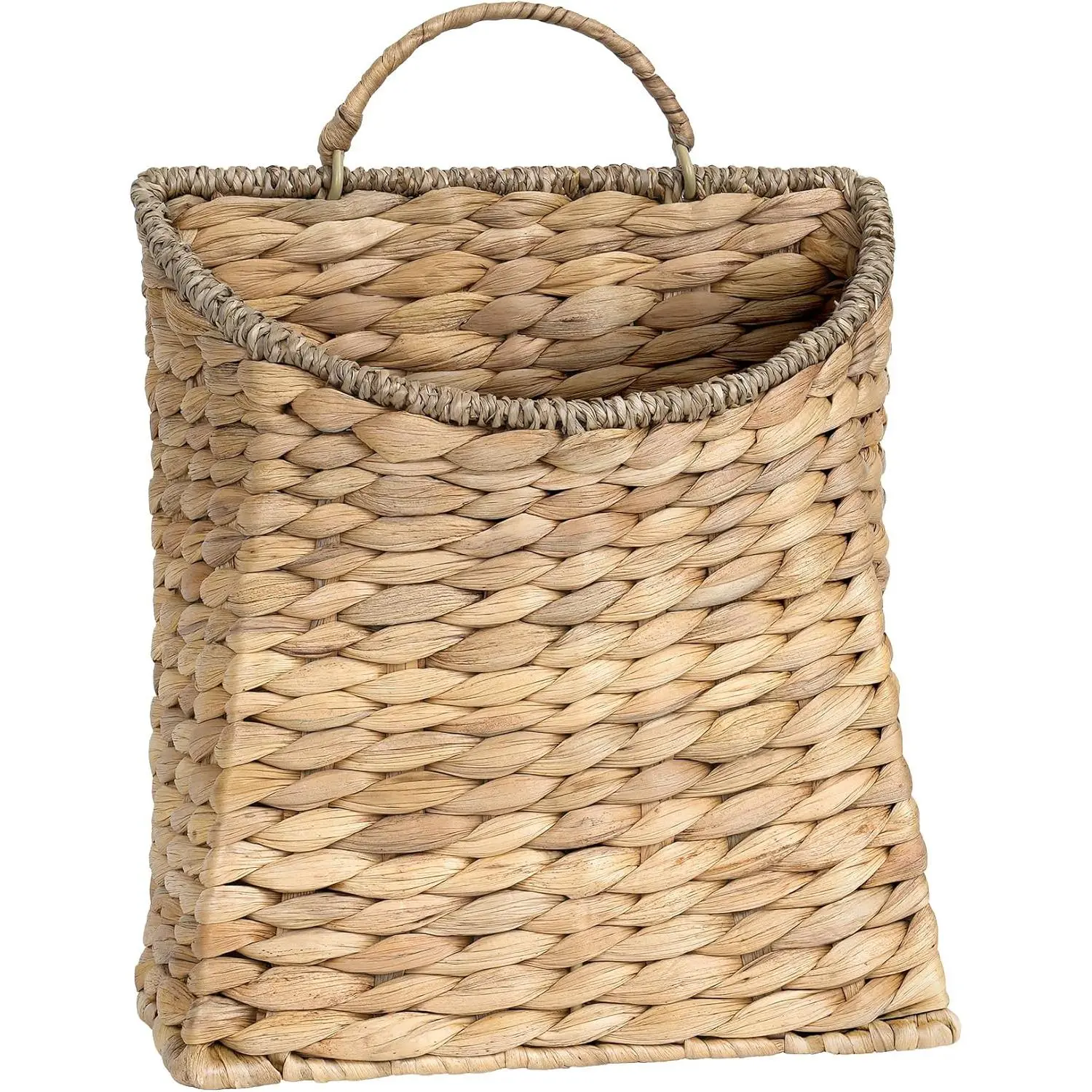 Woven  Basket,Wicker  Wall Baskets Decor, Water Hyacinth Front Door Basket,  Storage Basket for Garden   Decorations