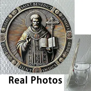 St. Benedict Aluminum Wall Art Plaque 8x8 Inch Catholic Medal Religious Decor Fade Resistant Waterproof Indoor Outdoor Home Church Religious Decoration