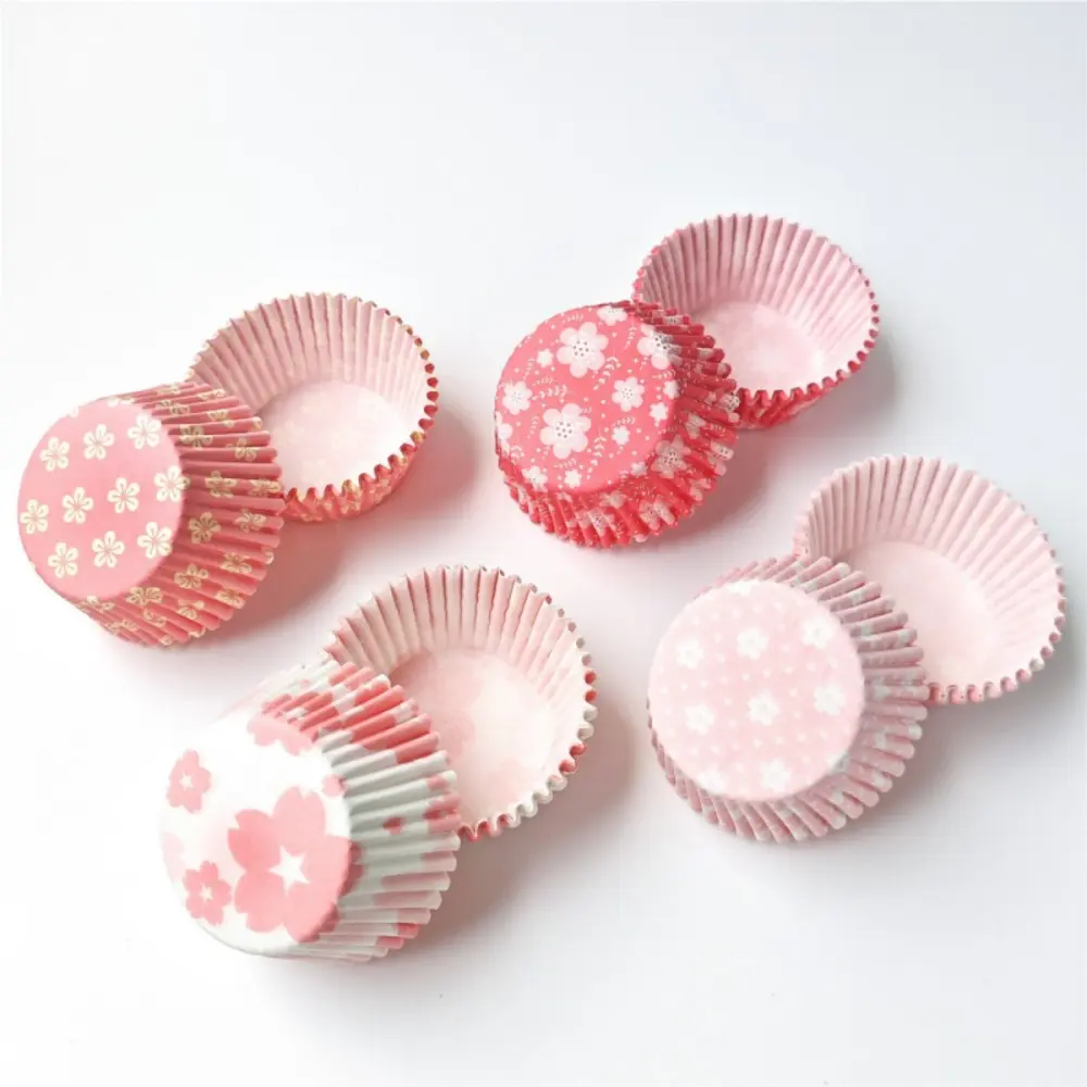100pcs Cake Paper Cup Liners, Oil-Resistant Baking Pads, Floral Pattern, Bakery Tools, Cake Inner Lining, Perfect for Baking