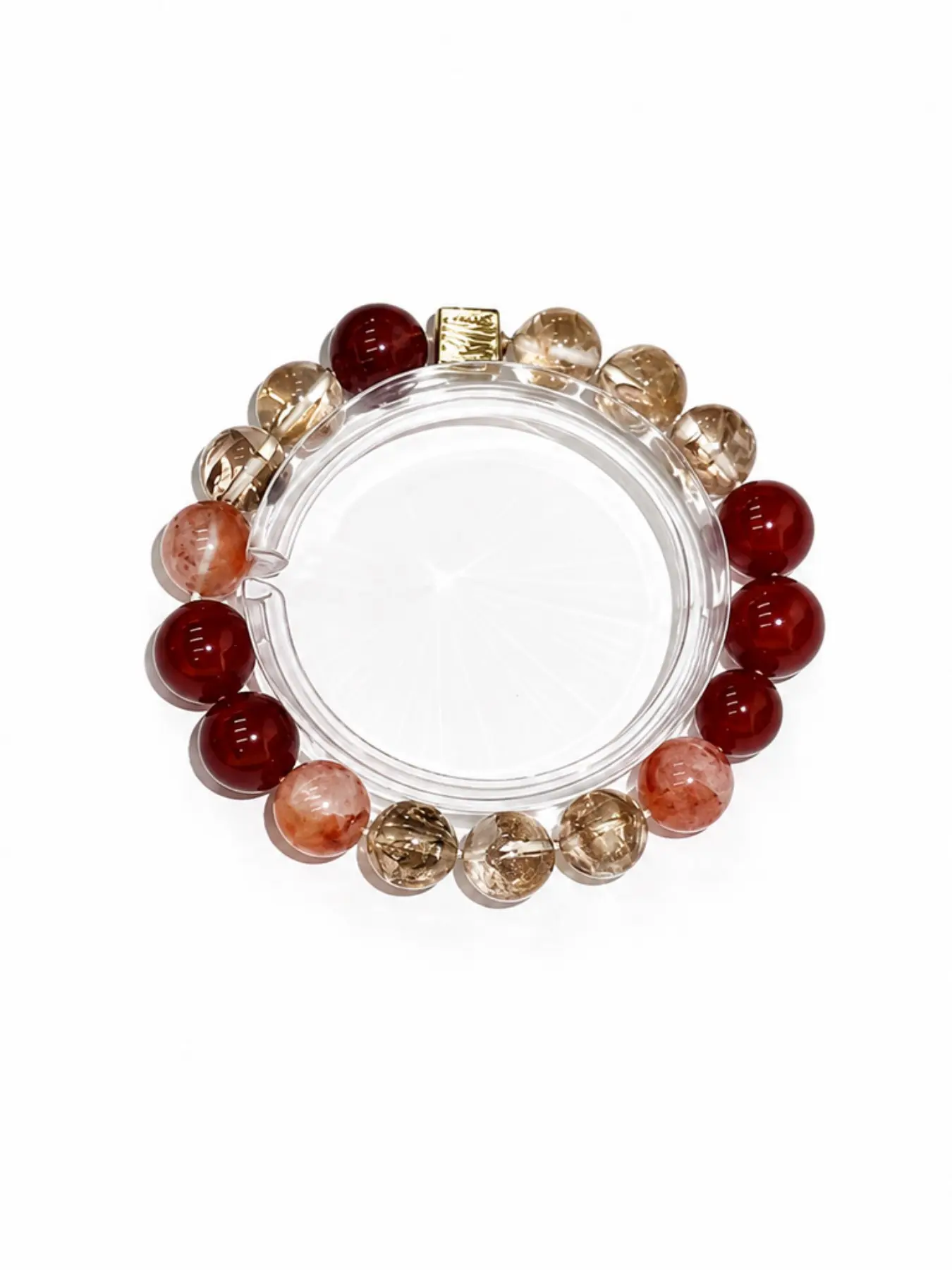 Natural Crystal Bracelet, Healing Agate Fire Phoenix Gold Foil Flower, Handmade Beaded Bracelet for Yoga Meditation, Charming Design