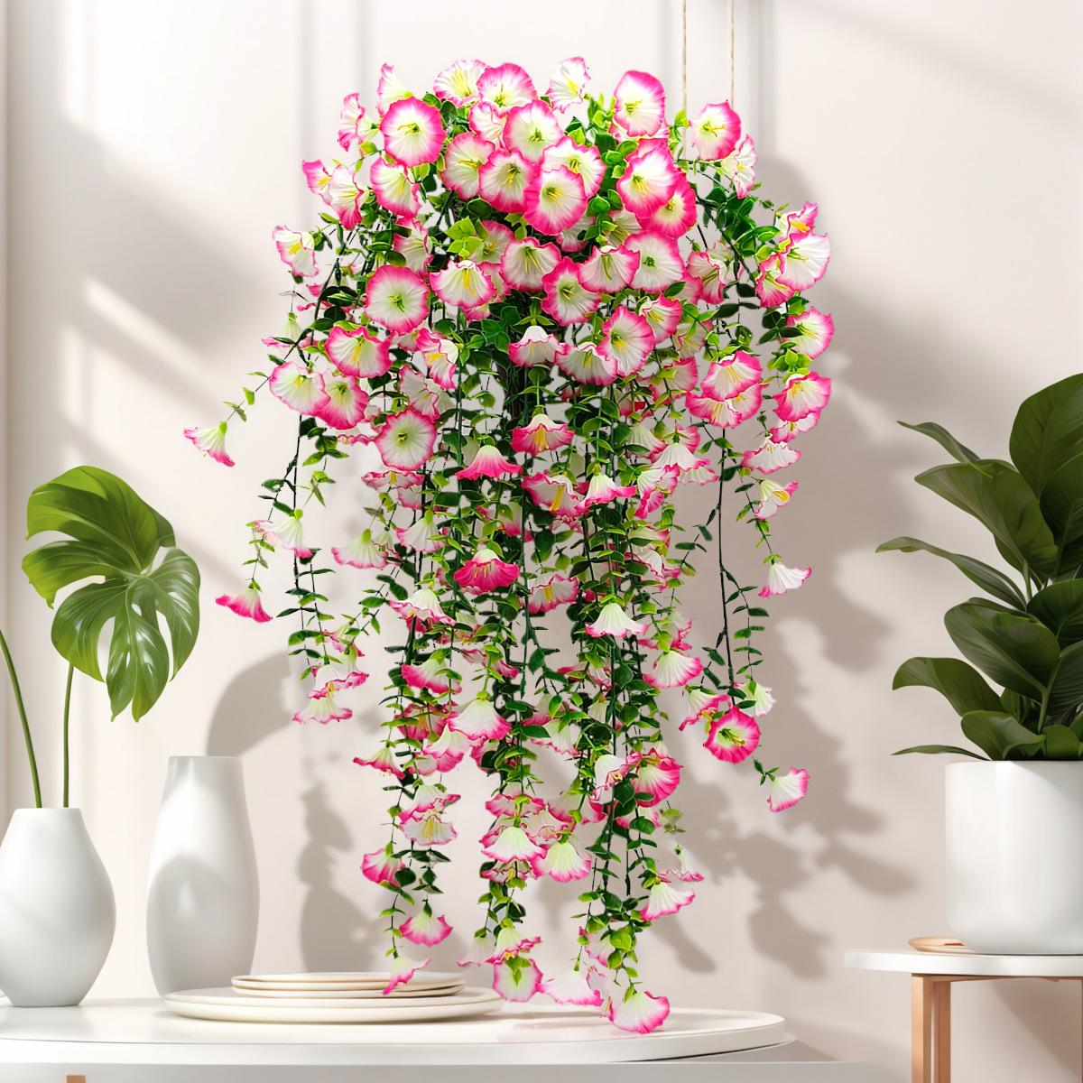 Hanging Artificial Morning Glory Flower Vines for Home Wedding Decoration Outdoor Indoor Garden Wall Decorations Realistic Fake Petunia Bouquets