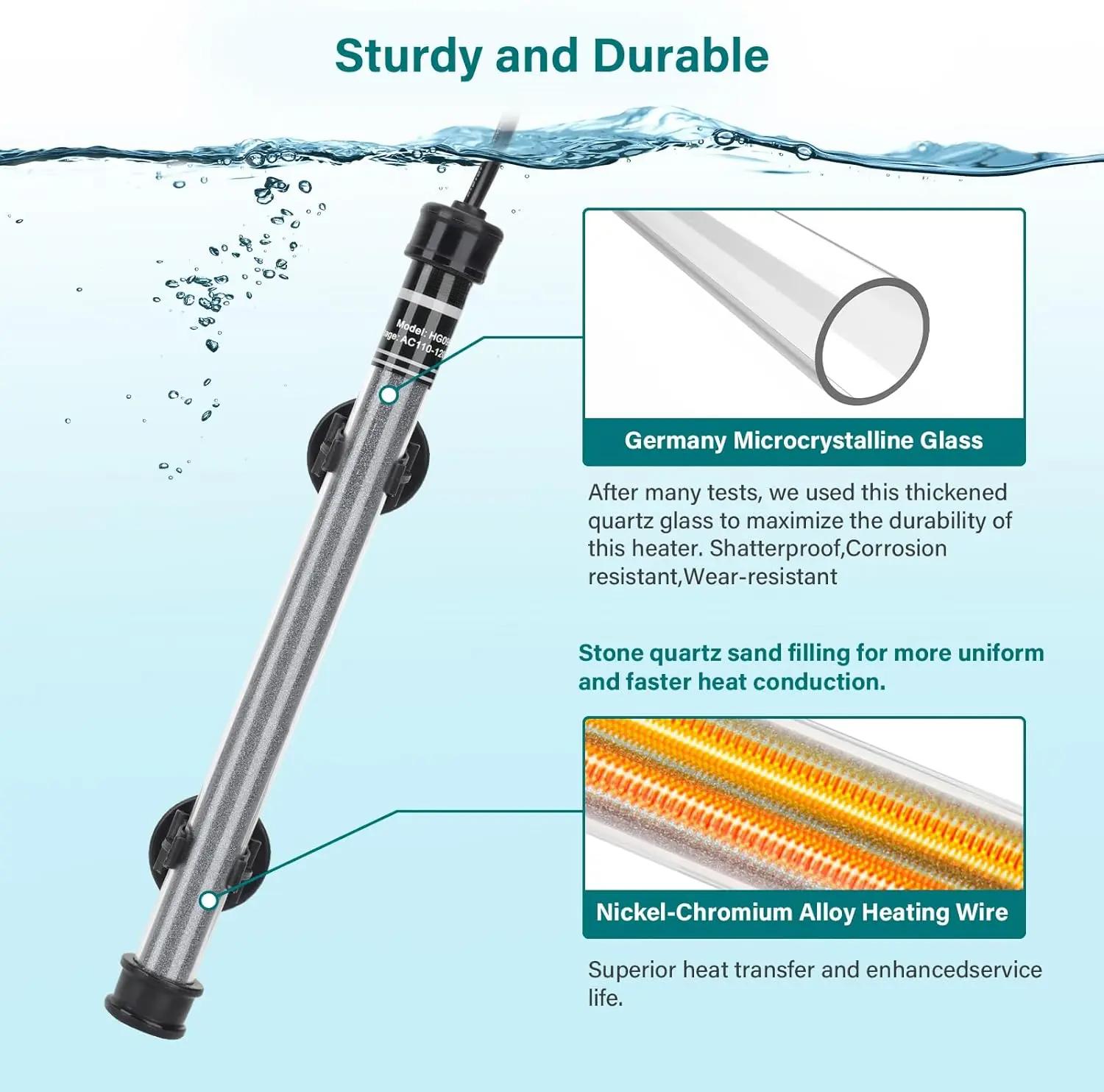 Submersible fishtank heater 100W 150W 200W 300W Adjustable Fish Tahk Heater with Temperature Controller, LED Display, Small Aquarium Betta Heater for up to 20/26/40/48 Gallons