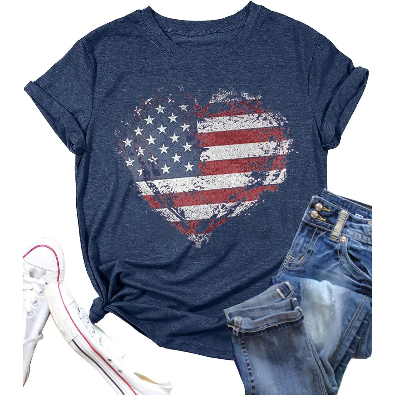 Women American Flag Shirts USA Flag Stars Stripes Graphic Blouse Patriotic Shirt 4th of July T Shirt Summer Tops Tee