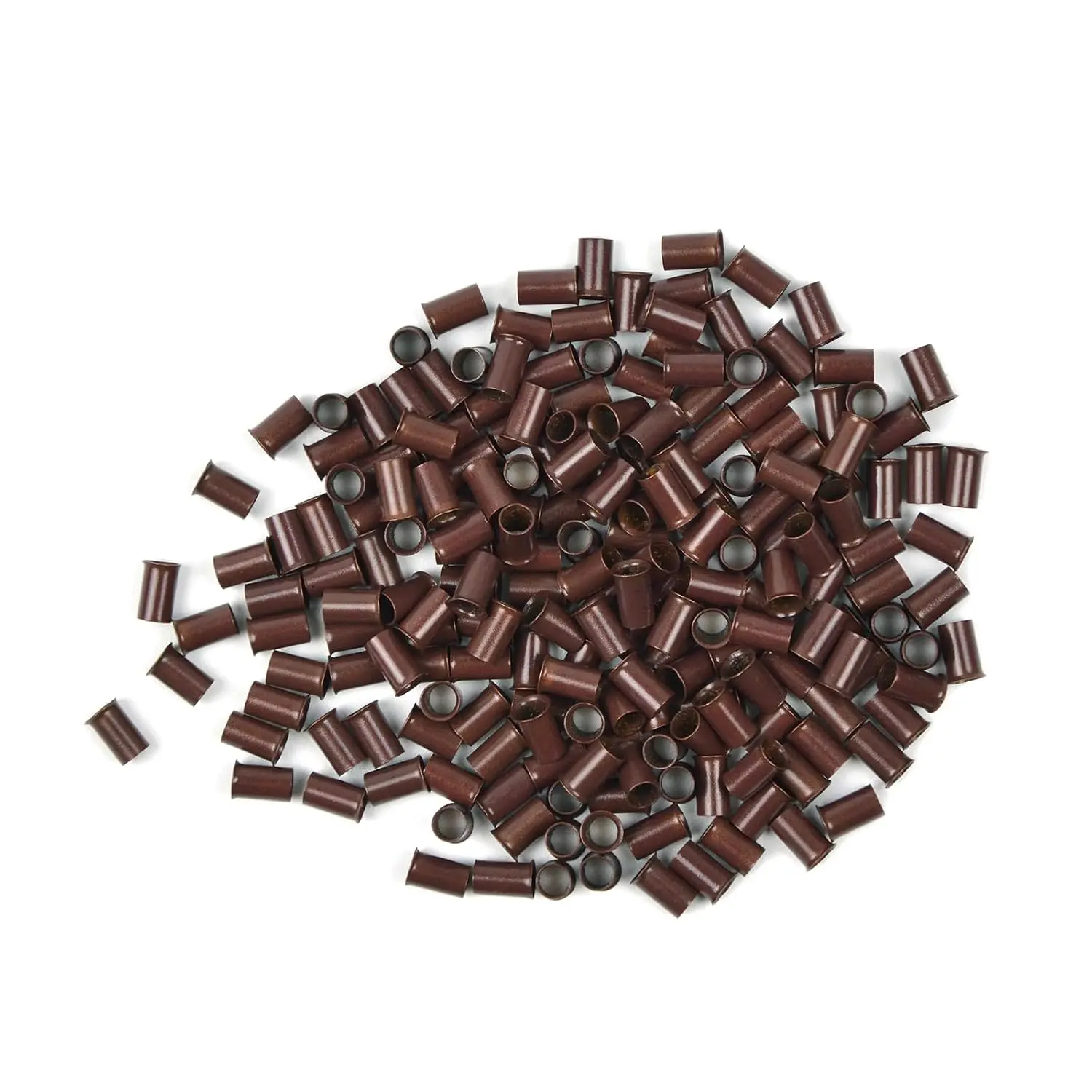 200 count 3.4 mm  Rings Links Beads Non- Copper Tubes Microlink Beads for Hair Extensions (Brown)