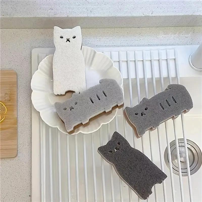 Cute Cat Sponge Set for Kitchen, Thick and Durable Dishwashing & Cleaning Tools, Dish Sponges, Ideal for Home Use, Enhance Your Cooking Experience, Kitchen Cleaning Supplies