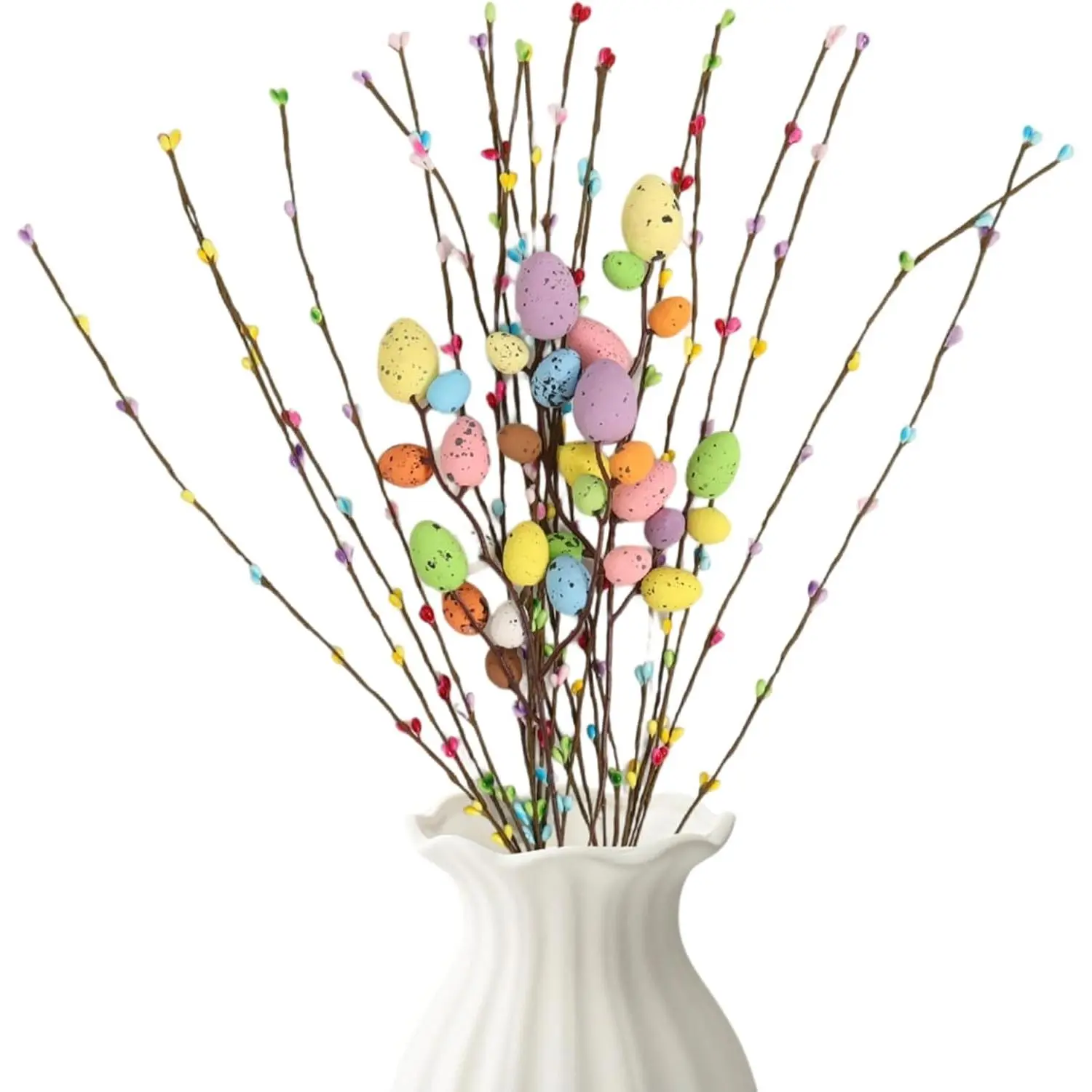 26 count Easter Decorations for  - Faux Vine with Berries and Easter Eggs Picks and Sprays Spring Floral Picks Vase Artificial  Arrangements Centerpiece Easters Garland Decor