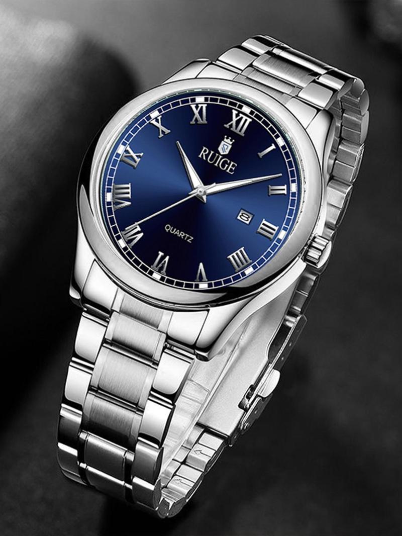 Men's Business Fashion Round Dial Analog Quartz Watch, Stainless Steel Luminous Waterproof Quartz Watch, Classic Fashion Watch with Calendar, Trendy All-match & Exquisite Watch for Birthday Gift with Box, Stainless Steel Watches Men's Business Fashion Round Dial Analog Quartz Watch, Stainless Steel Luminous Waterproof Quartz Watch, Classic Fashion Watch with Calendar, Trendy All-match & Exquisite Watch for Birthday Gift with Box, Stainless Steel Watches